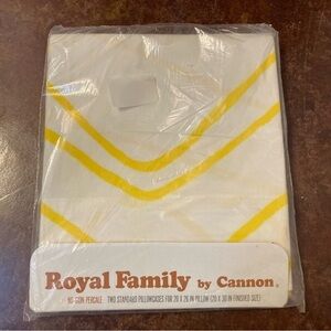 New in Package Vintage Royal Family Cannon White w/ Yellow Stripes Pillowcases